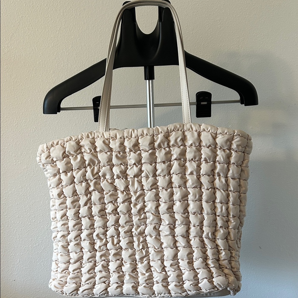 A New Day Cream Quilted Tote Bag